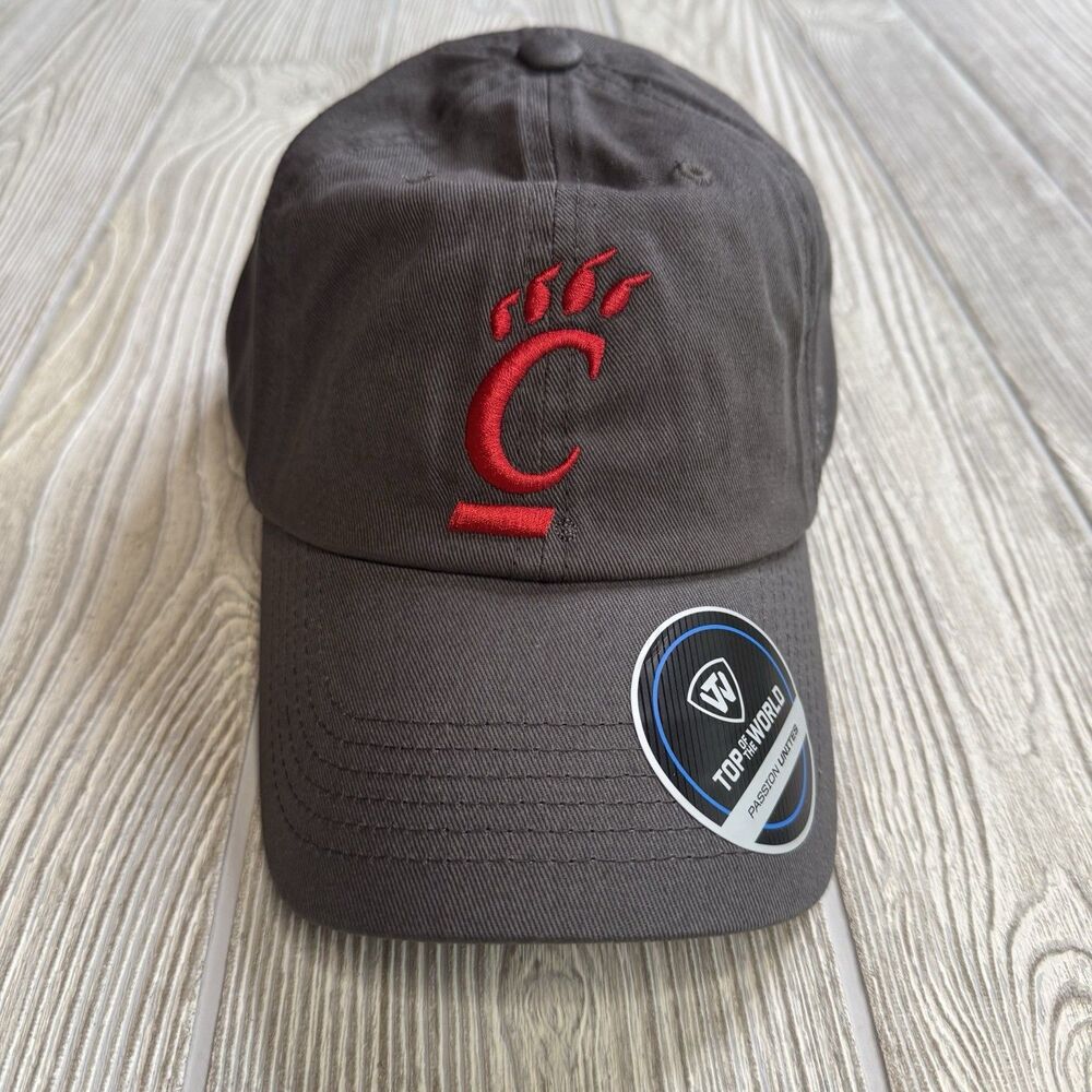 Cincinnati Bearcats Logo Hat Cap Unstructured Dad Hat Gray Top of the World New